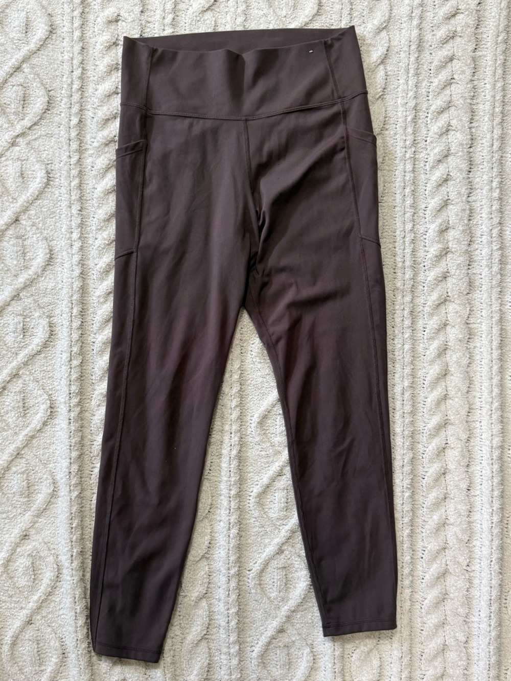 GapFit Sky High Studio Pocket Leggings Brown High Rise Yoga Athletic Pants Large - Picture 4 of 16